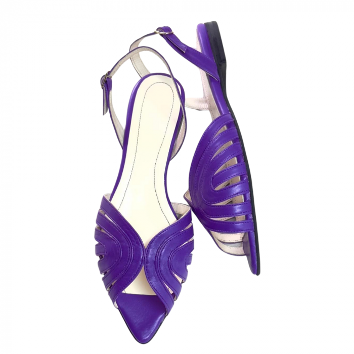 Sandale din piele naturala cu bareta la spate Ruby Purple [3]