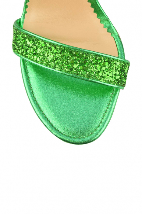 Sandale Mihai Albu din piele Emerald Green Glitter [4]