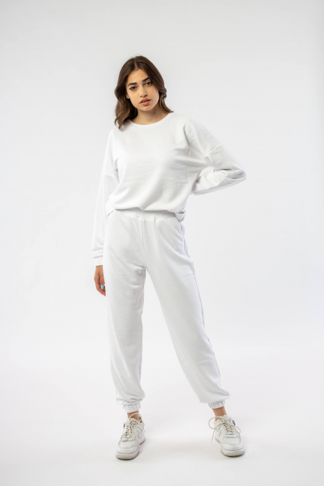Set sport cu pantaloni si bluza din bumbac alb Oxyma [2]