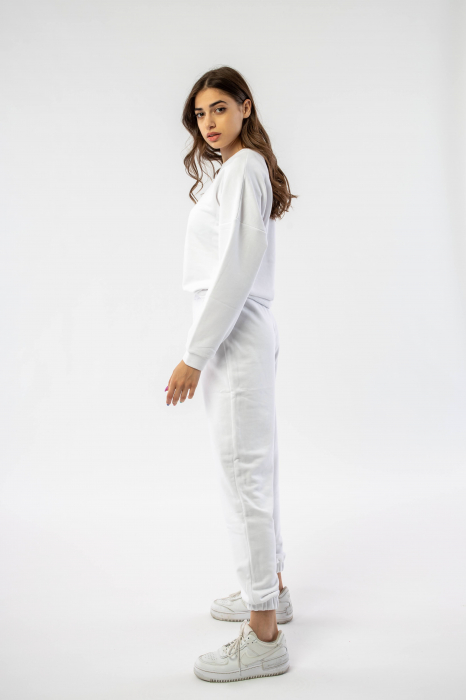 Set sport cu pantaloni si bluza din bumbac alb Oxyma [3]