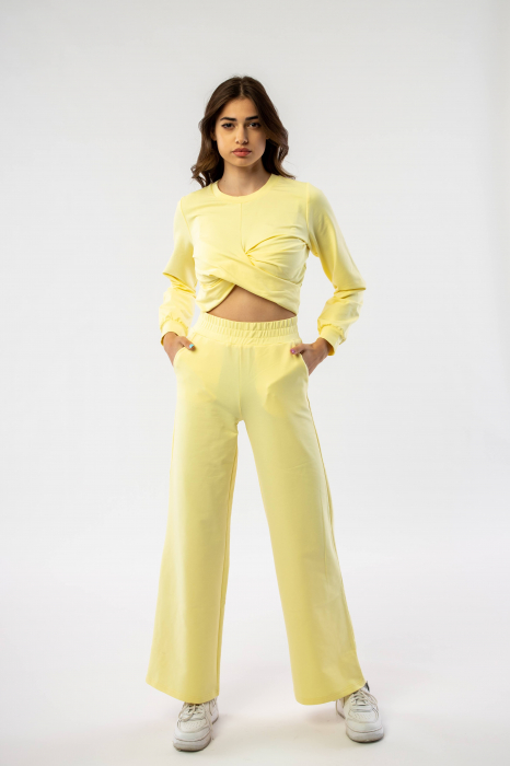 Set sport cu pantaloni si bluza din bumbac galben Upway [2]