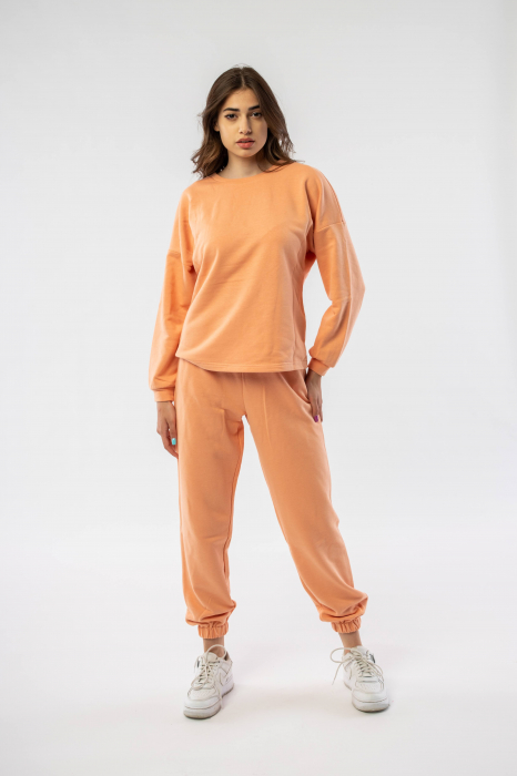 Set sport cu pantaloni si bluza din bumbac roz somon Oxyma [2]