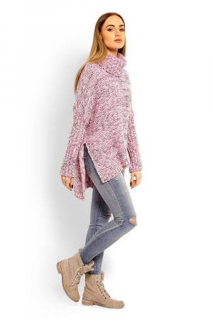 Pulover asimetric oversized roz [2]