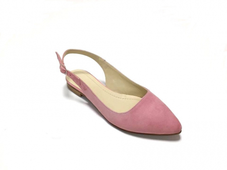 Balerini - Balerini decupati din piele Lia Velvet Powder Pink