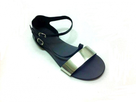 Sandale - Sandale dama din piele Black and Silver Anna