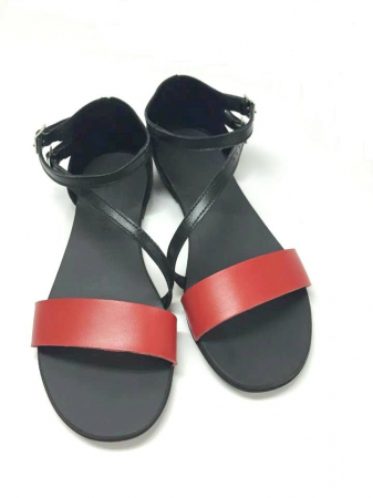 Incaltaminte - Sandale dama din piele Black and Red Anna