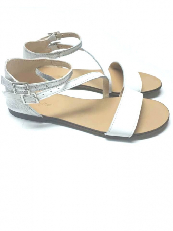 Incaltaminte - Sandale dama din piele White and Silver Anna