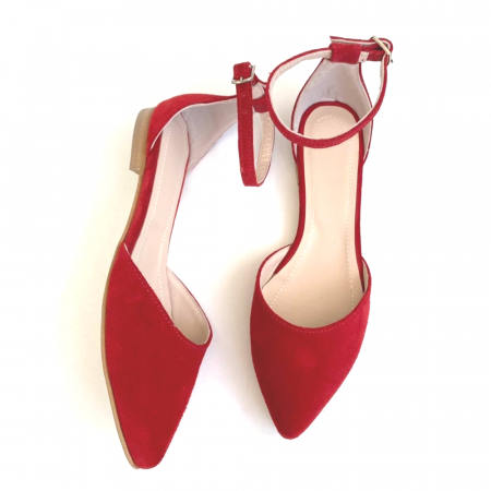 Balerini - Balerini dama din piele intoarsa Red Lara