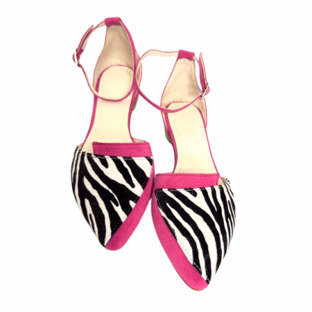 Balerini decupati din piele intoarsa cu insertie animal print Lola Fucsia [3]