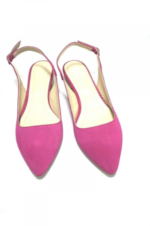 Balerini decupati din piele Lia Velvet Fucsia [2]