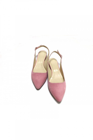 Balerini decupati din piele Lia Velvet Powder Pink [2]