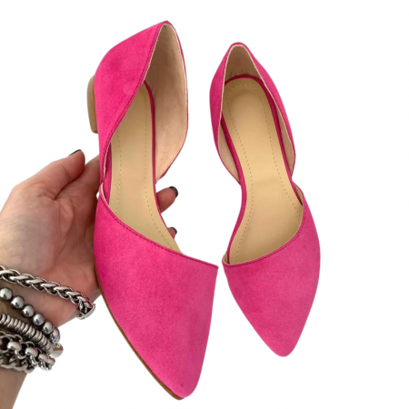 Balerini - Balerini decupati din piele naturala Fucsia Ambra