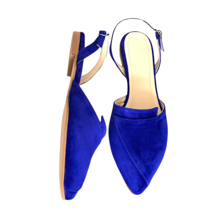 Balerini din piele intoarsa cu bareta la spate Nikko Blue [2]