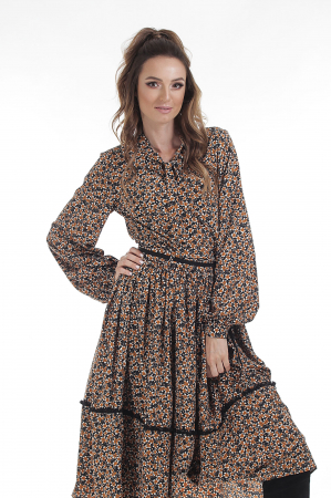 Bluze - Bluza cu imprimeu floral cu maneci lungi si funda