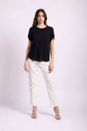 Final Sales - Bluza office cu maneci scurte Black Lilly