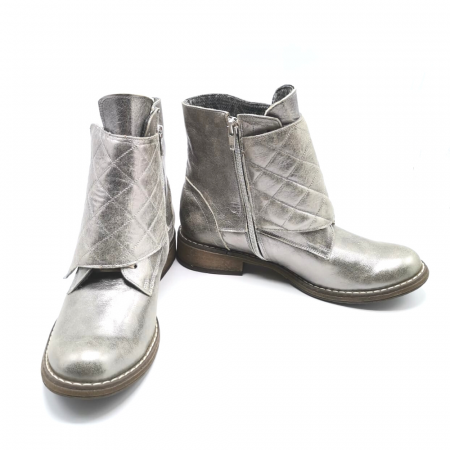 Bocanci dama din piele argintie cu clapa Prego Silver, 36 [3]