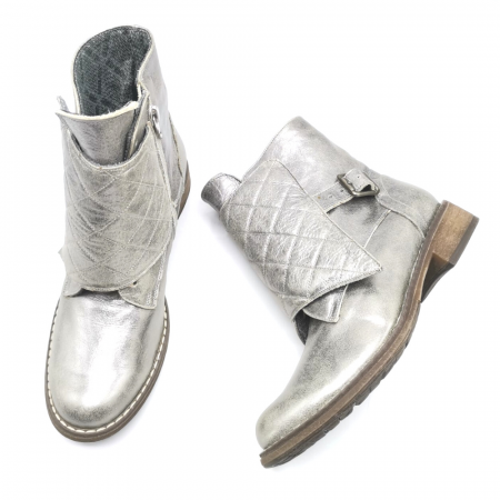 Bocanci dama din piele argintie cu clapa Prego Silver, 36 [4]