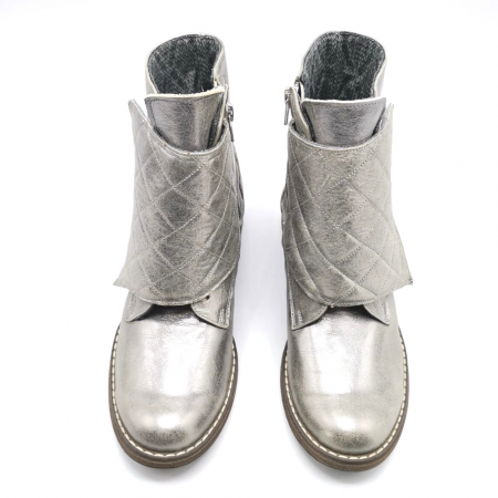 Bocanci dama din piele argintie cu clapa Prego Silver, 36 [2]