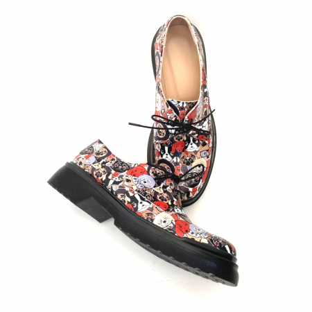 Pantofi din piele naturala cu imprimeu multicolor Dogs Clara [2]