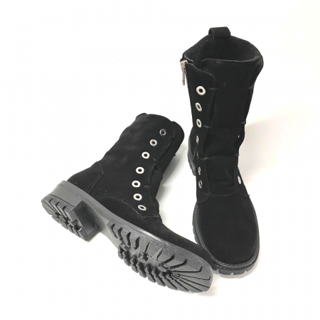 Ghete si Botine - Bocanci dama din piele intoarsa Black Julie