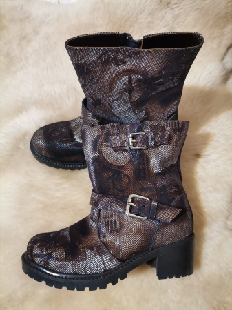 Bocanci dama din piele naturala cu catarame Bike O'clock, 36 [1]