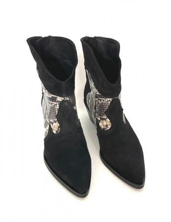 Ciocate dama din piele intoarsa Black Ara cu insertie piele snake [3]