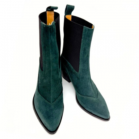 Cizme - Ciocate dama din piele intoarsa verde smarald Cher