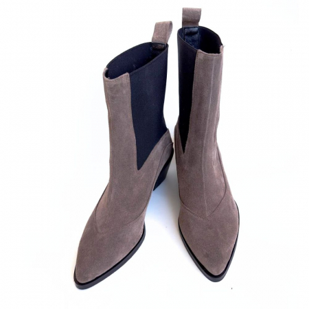 Ghete si Botine - Ciocate dama din piele intoarsa Grej Cher