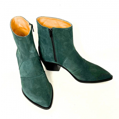 Ghete si Botine - Ciocate dama din piele intoarsa verde smaralad Quinn