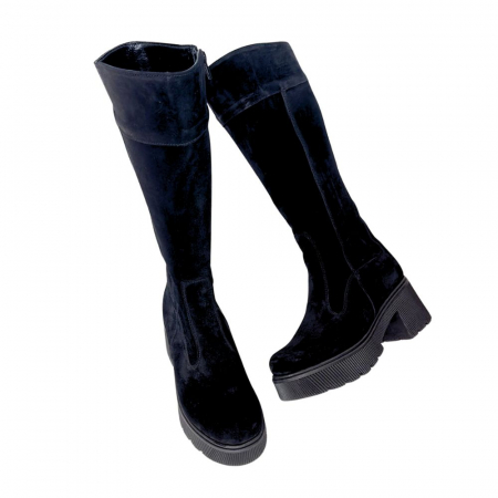 Cizme dama din piele intoarsa cu platforma Dina Black [3]
