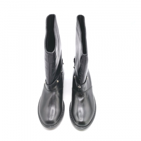 Cizme dama scurte din piele naturala cu tinte Dina Biker Black, 35 [4]