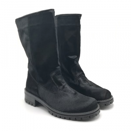 Cizme midi din piele Ianna Black Pony [2]