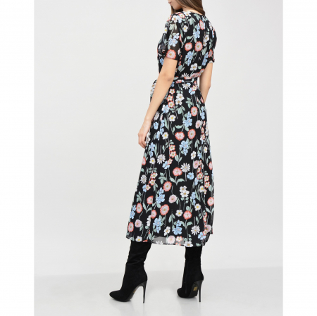 Rochie midi din voal cu flori mari si maneci scurte [2]