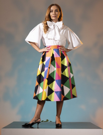 Fuste - Fusta midi See the Rainbow cu buzunare laterale