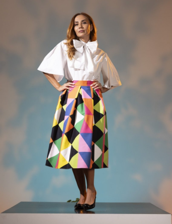 Fusta midi See the Rainbow cu buzunare laterale [1]