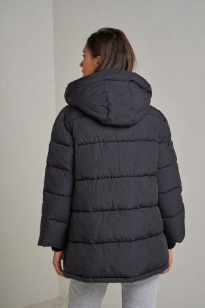 Geaca dama neagra oversized cu gluga, Liva [2]