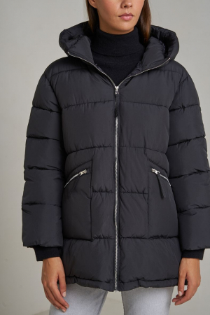 Geaca dama neagra oversized cu gluga, Liva [4]