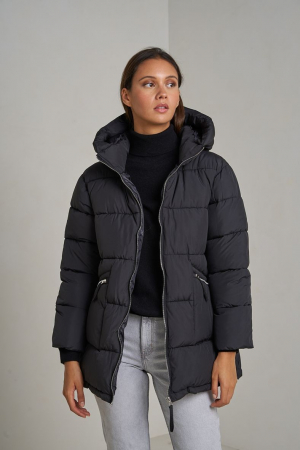 Geaca dama neagra oversized cu gluga, Liva [3]