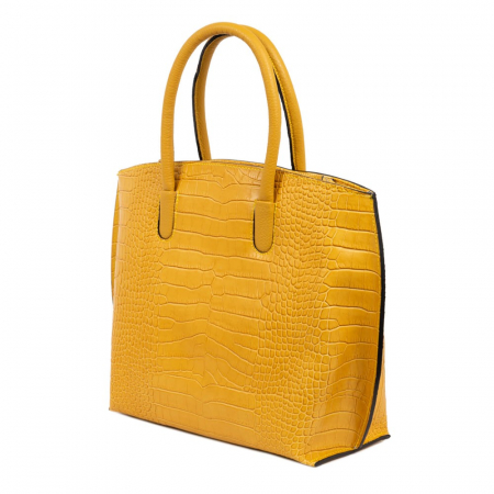 Geanta office din piele naturala croco Yellow Rufa [2]