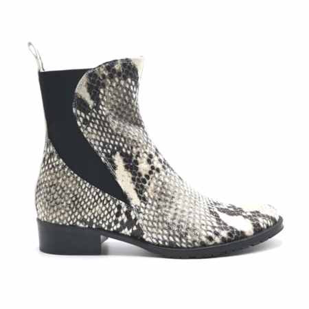 Cizme si Ghete - Ghete dama din piele cu imprimeu tip sarpe gri Rosa, 37