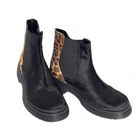 Ghete si Botine - Ghete dama din piele de ponei Black Fabiola