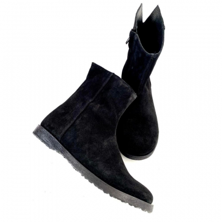⚡ LIVRARE IMEDIATĂ! - Ghete dama din piele intoarsa cu despicatura la spate Black Raya, 40
