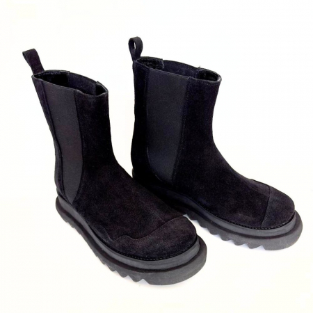 Ghete si Botine - Ghete dama din piele intoarsa cu talpa extralight Black Kei