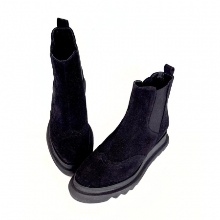 Ghete dama din piele intoarsa cu talpa extralight Black Linda [3]