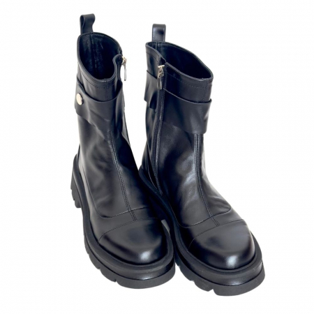 Ghete dama din piele naturala cu talpa usoara Genny Black [2]