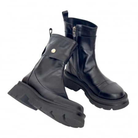 Ghete dama din piele naturala cu talpa usoara Genny Black [3]