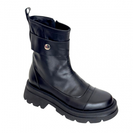 Ghete si Botine - Ghete dama din piele naturala cu talpa usoara Genny Black