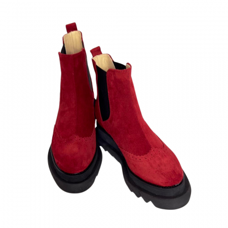 Ghete dama din piele intoarsa cu talpa extralight Linda Red [3]