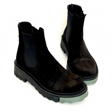 Ghete dama din piele intoarsa cu talpa extralight Lotie Black [2]