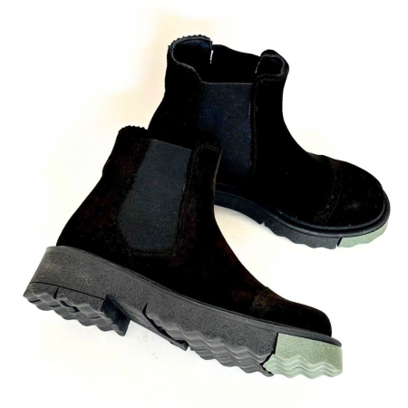 Ghete si Botine - Ghete dama din piele intoarsa cu talpa extralight Lotie Black